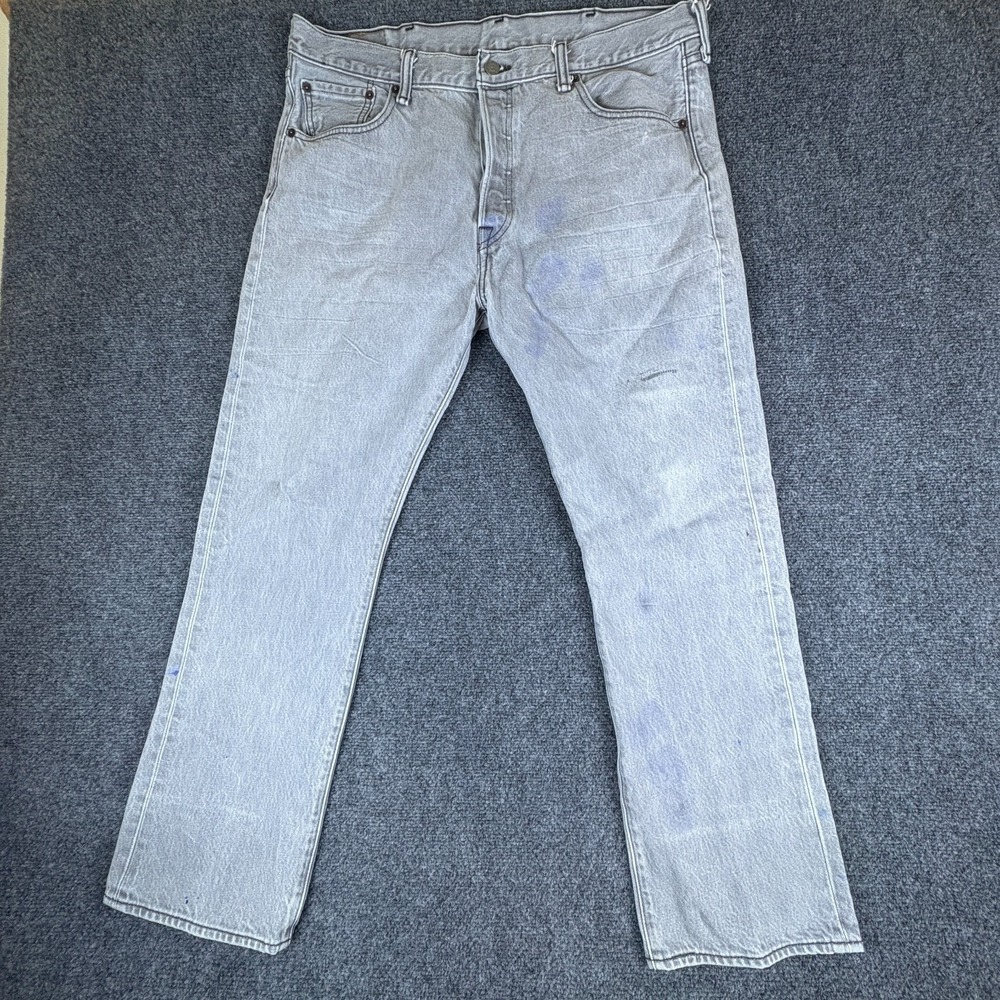 Levi's 501 Original Fit Jeans Mens‎ 38x28 Gray Denim Button Fly Straight Leg